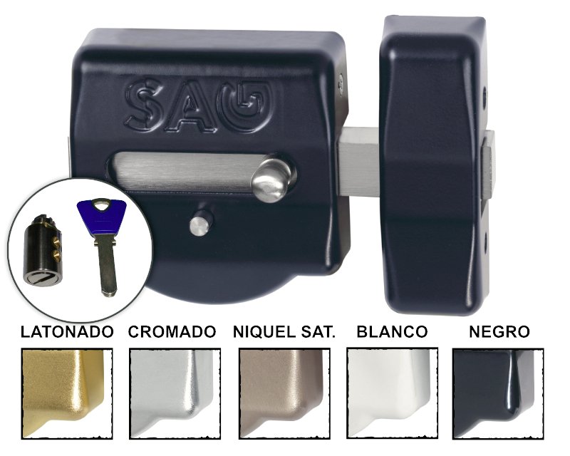 Cerrojo SAG EP50 con cilindro KESO 8000 instalado en puerta — vista principal