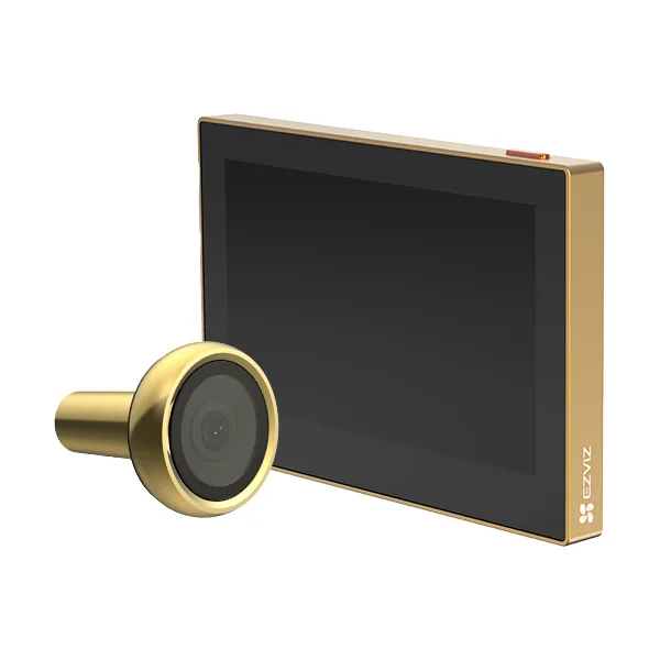 Mirilla digital EZVIZ HP2 en dorado, con su pantalla